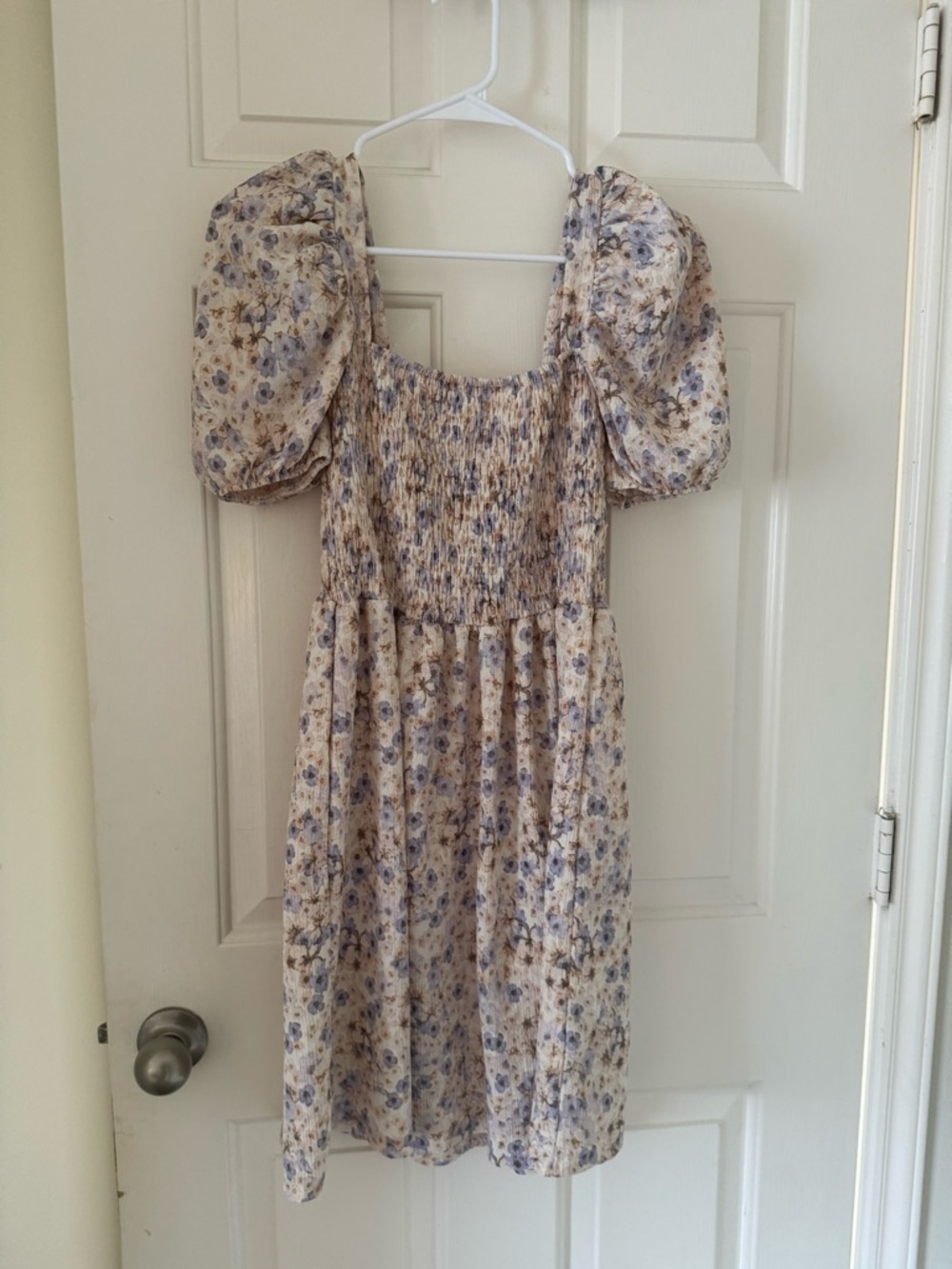 H&M Girls Floral Puff-Sleeve Summer Dress